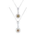 Macro view of sterling silver necklace with large round champagne moissanite pendant - 5ct / Natural Champagne