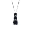 S925 sterling silver necklace with three graduated round black stones pendant - 1 Carat 6.5mm / Black