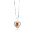 Collier cœur en argent S925 avec pierre ronde orange et cristaux pavés étincelants - 1 Carat (6,5mm) / Rouge Chanceux