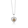 Collier cœur en argent S925 avec une pierre de moissanite champagne et serti halo - 1 Carat (6,5mm) / Jaune d'Origine