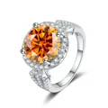 Elegant S925 sterling silver ring with a 5-carat orange moissanite stone - Size 5 / Lucky Red