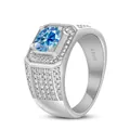 Δαχτυλίδι από ασήμι 925 με μπλε moissanite 1ct και μικρο-πάβε λευκές πέτρες - Μπλε ζαφείρι