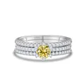 Set di anelli in argento 925 con moissanite e una pietra centrale gialla radiosa - Misura 5 / Stile Moissanite Gialla / Giallo Limone