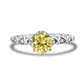 Bague en argent massif 925 avec une moissanite jaune et motif de liane entrelacée - 5 / Jaune Citron