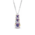 S925 sterling silver necklace featuring three tiered colorful round moissanite stones - 1 Carat 6.5mm / AB Color