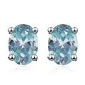 Oval cut 1CT light blue moissanite stud earrings in S925 sterling silver settings - 0.5 Carat Style / Teal