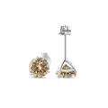Elegant S925 sterling silver three-claw earrings with champagne moissanite stones - 6.5mm (2 Pcs) / Yellow