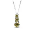 Elegant S925 silver necklace featuring three graduated yellow round-cut moissanite stones - 1 Carat 6.5mm / Yellow-Green