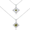 S925 sterling silver necklace with a square yellow moissanite pendant and O-chain - 1 Carat 6.5mm / Yellow-Green