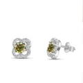 S925 sterling zilveren klaver oorbellen met groene moissanite en micro-pave kristallen - 1 Karaat (6.5MMX2 stuks) / Geelgroen