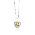 Collier pendentif coeur avec moissanite jaune et argent sterling S925 poli - 1 Carat (6,5mm) / Jaune Citron