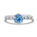 Bague en argent 925 avec moissanite bleue, motifs en croix et design de vigne - 5 / Bleu saphir