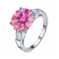 Elegant 5 carat pink moissanite silver ring in S925 sterling silver for women jewelry - Size 5 / Pink
