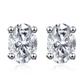 Classic 1CT oval cut moissanite stud earrings in S925 sterling silver four-claw setting - 0.5 Carat Style / White