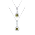 925 silver necklace with 5ct round-cut yellow-green moissanite pendant in luxury style - 5ct / Yellow-Green