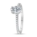 Oval cut moissanite engagement ring in S925 sterling silver with pavé setting - Size 5 / White