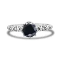 Bague vintage en argent 925 avec une grande pierre noire et anneau aux motifs de vigne - 5 / Noir