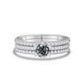 Elegante juego de anillos 3 en 1 de plata de ley 925 con moissanitas - Gris