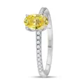 Oval yellow moissanite S925 sterling silver ring with pavé-set accents for women - Lemon Yellow