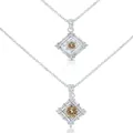 S925 sterling silver necklace with champagne gemstone in a micro-pave square frame - 1 Carat 6.5mm / Original Yellow