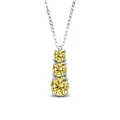 Three-stone graduated yellow moissanite pendant necklace in S925 sterling silver - 1 Carat 6.5mm / Lemon Yellow