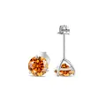 Boucles d'oreilles classiques en argent sterling S925 avec pierres orange de 1 carat - 5mm (2 Pcs) / Rouge Orangé