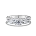 Juego de anillos 3 en 1 de plata de ley 925 con moissanita y piedra principal talla brillante - Corte de 100 facetas