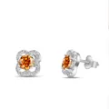 S925 sterling zilveren klaver oorknopjes met heldere oranje moissanite stenen - 0.5 Karaat (5mmx2 stuks) / Oranjerood