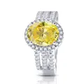 Δαχτυλίδι από ασήμι 925 με οβάλ κίτρινο moissanite 3 καρατίων και φωτοστέφανο διαμαντιών - Λεμονί