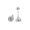 Clous d'oreilles classiques en argent S925 avec pierres moissanite à trois griffes - 5mm (2 Pcs) / Blanc avec Facette Blanche