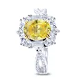 Macro shot of S925 sterling silver ring showing the intricate hallmarking and detailed setting - Lemon Yellow