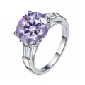 Elegant S925 sterling silver ring featuring a 5ct round lavender moissanite stone - Light Purple
