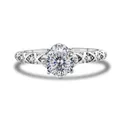 Bague en argent sterling S925 avec moissanite ronde dans un anneau au motif de vigne - 5 / Taille à 100 facettes