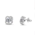 Elegante S925 zilveren klaver oorknopjes met schitterende moissanite edelstenen - 0.5 Karaat (5mmx2 stuks) / Wit met Witte Facet