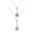 Silver 18K plated necklace featuring a 5-carat light purple moissanite halo pendant - 5ct / Light Purple