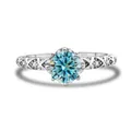 Bague en argent 925 avec grand moissanite bleu et anneau au design de vigne entrelacée - 5 / Bleu d'Origine