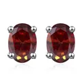 Oval cut ruby red moissanite stud earrings in S925 sterling silver four-prong setting - 0.5 Carat Style / Garnet Red