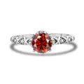 Bague en argent 925 avec moissanite rouge ronde et anneau style vigne entrelacée - 5 / Rouge