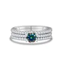 Juego de anillos apilables 3 en 1 de plata S925 con moissanita azul pavo real 0,5ct - Arco iris