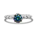 Bague en argent S925 avec moissanite bleu-vert et anneau motif de vigne torsadé - 5 / Arc-en-ciel