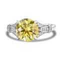 Vintage 925 sterling silver ring featuring a 3ct yellow moissanite and pave diamonds - US 5 / Lemon Yellow
