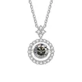 Detailopname van 925 zilveren moissanite ketting met glanzende halo-diamanten hanger - 1CT 6.5MM / Grijs