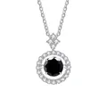 925 sterling zilveren moissanite ketting met ronde zwarte steen en luxe pavé-instelling - 1CT 6.5MM / Zwart