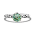 Bague en argent sterling 925 avec moissanite et motif de vigne évidé pour femmes - 5 / Moissanite Cyan Multi-Facettes