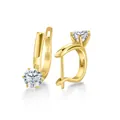 Orecchini a cerchio in moissanite a sei griffe in argento S925 placcato oro 18 carati - 1.00 Carato x 2 / Bianco