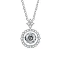 Klassieke 925 sterling zilveren halo moissaniet hanger ketting met bubble ketting - 1CT 6.5MM / Wit 100-Facet Geslepen