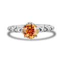 Bague en argent 925 motif vigne avec une grande moissanite orange au centre éclatant - 5 / Rouge Chanceux