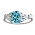 925 silver luxury ring featuring a large deep blue stone and sparkling side diamonds - Original Blue