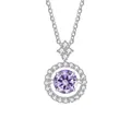 925 zilveren ketting met een ronde paarse moissanite steen in een bubbel hanger vorm - 1CT 6.5MM / Lichtpaars