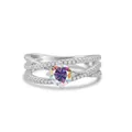 S925 sterling silver multilayer moissanite ring with iridescent center stone in gold finish - Size 5 / AB Color